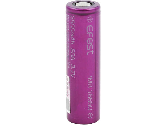 Efest Purple 4499 IMR 18650 3500mAh 3.7V Unprotected High-Drain 20A Lithium Manganese (LiMn2O4) Flat Top Battery - Boxed