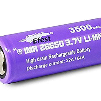 Efest Purple 4212 IMR 26650 3500mAh 3.7V Unprotected High-Drain 64A Lithium Manganese (LiMn2O4) Flat Top Battery - Boxed