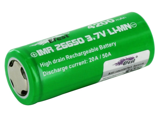 Efest 4333 IMR 26650 4200mAh 3.7V Unprotected High-Drain 50A Lithium Manganese (LiMn2O4) Flat Top Battery - Boxed