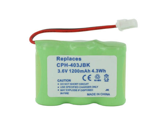 Empire CPH 403J 3.6V 1200mAh 4.3Wh Nickel Metal Hydride (NiMH) Cordless Phone Battery Pack (3 x 2/3 AA)