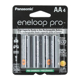 Panasonic Eneloop Pro BK-3HCCA-4BA AA 2550mAh 1.2V Low Self Discharge Nickel Metal Hydride (NiMH) Button Top Batteries - 4 Pack Retail Card