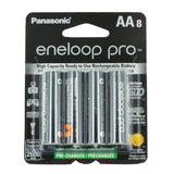 Panasonic Eneloop Pro BK-3HCCA-8BA AA 2550mAh 1.2V Low Self Discharge Nickel Metal Hydride (NiMH) Button Top Batteries - 8 Pack Retail Card