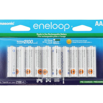 Panasonic Eneloop BK-3MCCA12FA-12AA AA 2000mAh 1.2V Low Self Discharge Nickel Metal Hydride (NiMH) Button Top Batteries - 12 Pack Retail Card