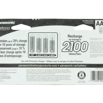 Panasonic Eneloop BK-3MCCA12FA-12AA AA 2000mAh 1.2V Low Self Discharge Nickel Metal Hydride (NiMH) Button Top Batteries - 12 Pack Retail Card