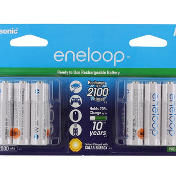 Panasonic Eneloop BK-3MCCA12FA-12AA AA 2000mAh 1.2V Low Self Discharge Nickel Metal Hydride (NiMH) Button Top Batteries - 12 Pack Retail Card