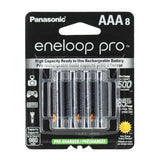 Panasonic Eneloop Pro BK-4HCCA-8BA AAA 950mAh 1.2V Low Self Discharge Nickel Metal Hydride (NiMH) Button Top Batteries - 8 Pack Retail Card