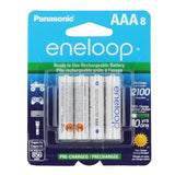 Panasonic Eneloop BK-4MCCA-8BA AAA 800mAh 1.2V Low Self Discharge Nickel Metal Hydride (NiMH) Button Top Batteries - 8 Pack Retail Card