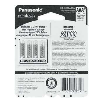 Panasonic Eneloop BK-4MCCA-8BA AAA 800mAh 1.2V Low Self Discharge Nickel Metal Hydride (NiMH) Button Top Batteries - 8 Pack Retail Card
