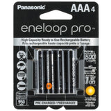 Panasonic Eneloop Pro BK-4HCCA-4BA AAA 950mAh 1.2V Low Self Discharge Nickel Metal Hydride (NiMH) Button Top Batteries - 4 Pack Retail Card