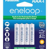Panasonic Eneloop BK-4MCCA-4BA AAA 800mAh 1.2V Low Self Discharge Nickel Metal Hydride (NiMH) Button Top Batteries - 4 Pack Retail Card