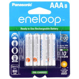 Panasonic Eneloop BK-4MCCA-8BA AAA 800mAh 1.2V Low Self Discharge Nickel Metal Hydride (NiMH) Button Top Batteries - 8 Pack Retail Card