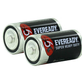 Energizer Eveready Super Heavy Duty 1250-SW-2 D-cell 8000mAh 1.5V Zinc Carbon Button Top Batteries - 2 Piece Retail Card
