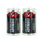 Energizer Eveready Super Heavy Duty 1250-SW-2 D-cell 8000mAh 1.5V Zinc Carbon Button Top Batteries - 2 Piece Retail Card