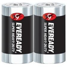 Energizer Eveready Super Heavy Duty 1250-SW-2 D-cell 8000mAh 1.5V Zinc Carbon Button Top Batteries - 2 Piece Retail Card