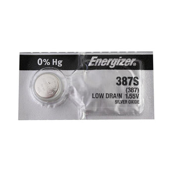 Energizer 387S 63mAh 1.55V Silver Oxide (Zn/Ag2O) Coin Cell Battery - 1 Piece Tear Strip, Sold Individually