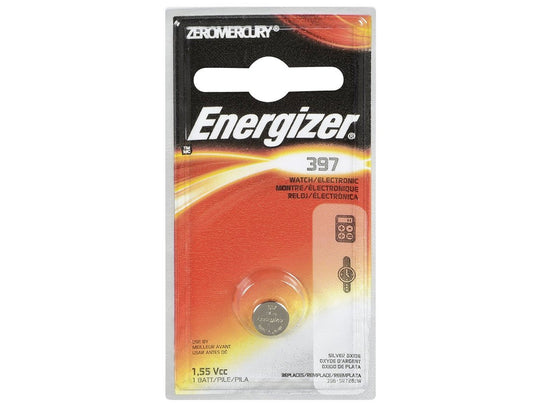 Energizer 1.5V 397 Silver Oxide Watch Battery - 1pc Blister Pack - Zero Mercury (397BPZ)