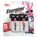 Energizer Max 522BP-4 9V Alkaline Battery with Snap Connector - 4 Piece Family Pack