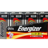 Energizer Max 522BP-4 9V Alkaline Battery with Snap Connector - 4 Piece Family Pack