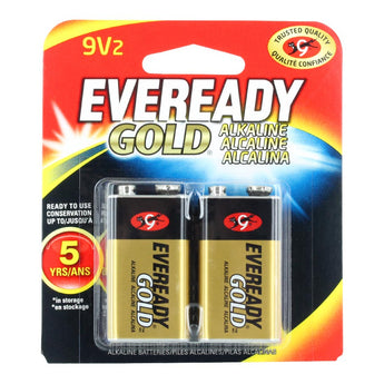 Energizer Eveready Gold A522-BP-2 9V Alkaline Battery with Snap Connector - 2 Piece Retail Card