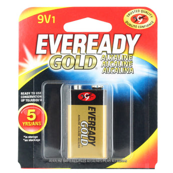 Energizer Eveready Gold A522-BP 9V Alkaline Battery with Snap Connector - 1 Piece Retail Card