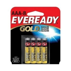 Energizer Eveready Gold A92-BP-8 AAA 1.5V Alkaline Button Top Batteries - 8 Piece Retail Card