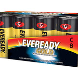 Energizer Eveready Gold A93-8 C-cell 1.5V Alkaline Button Top Batteries - 8 Piece Family Pack
