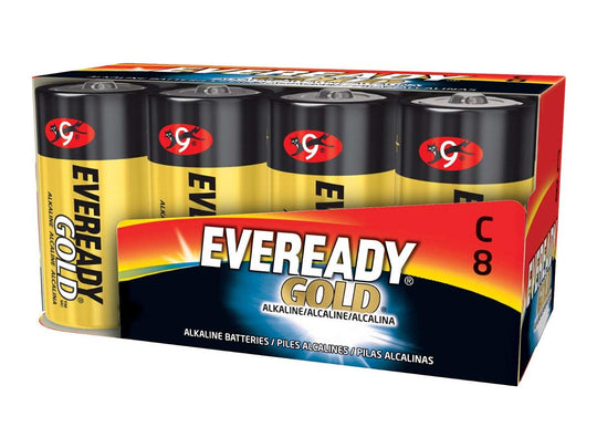 Energizer Eveready Gold A93-8 C-cell 1.5V Alkaline Button Top Batteries - 8 Piece Family Pack