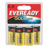 Energizer Eveready Gold A93-BP-4 C-cell 1.5V Alkaline Button Top Batteries - 4 Piece Retail Card