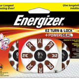 Energizer EZ Turn & Lock Size 312 160mAh 1.4V Zinc Air Hearing Aid Batteries - 24 Count Blister Pack - Mercury Free (AZ312DP24)