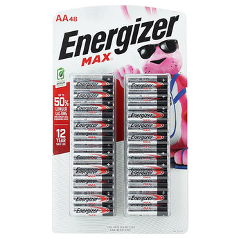Energizer Max E91TP2-24 AA 1.5V Alkaline Button Top Batteries - 48 Piece Retail Card
