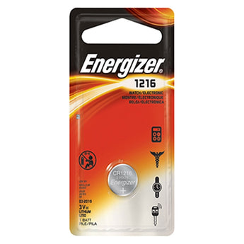 Energizer ECR1216-BP-1 34mAh 3V Lithium Primary (LiMNO2) Coin Cell Battery - 1 Piece Blister Pack