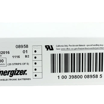 Energizer ECR2016 100mAh 3V Lithium Primary (LiMNO2) Coin Cell Battery - 1 Piece Tear Strip, Sold Individually