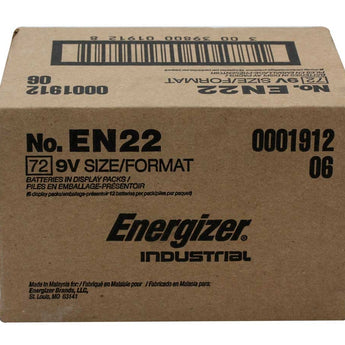Energizer Industrial EN22 (12PK) 9V Alkaline Batteries with Snap Connector - Box of 12