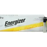 energizer industrial 9v battery 12 pack box with singular battery outside of it
