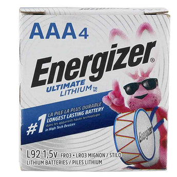 Energizer Ultimate L92 AAA 1250mAh 1.5V High Energy 1.5A Lithium (LiFeS2) Button Top Batteries