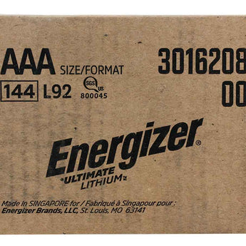 Energizer Ultimate L92 AAA 1250mAh 1.5V High Energy 1.5A Lithium (LiFeS2) Button Top Batteries