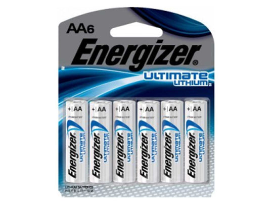 Energizer Ultimate Lithium AAA 1250mAh 1.5V 1.5A Lithium (LiFeS2) Button Top Batteries - 6 Piece Retail Card (L92BPF-6)