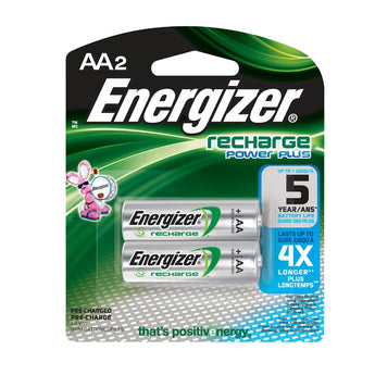 Energizer Recharge NH15-BP-2 AA 2300mAh 1.2V Nickel Metal Hydride (NiMH) Button Top Batteries - 2 Piece Retail Card