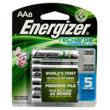 Energizer Recharge NH15-BP-8 AA 2300mAh 1.2V Nickel Metal Hydride (NiMH) Button Top Batteries - 8 Pack Retail Card