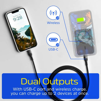 Energizer QM5005 5000mAh Magnetic Wireless Charging Power Bank Informational Slide - Dual Outputs