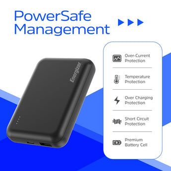 Energizer QM5005 5000mAh Magnetic Wireless Charging Power Bank Informational Slide - PowerSafe Management