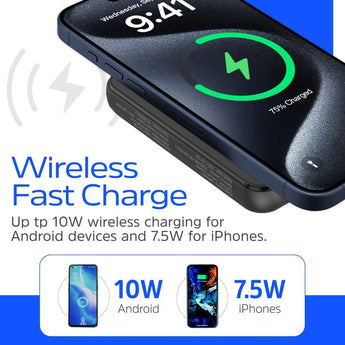 InformationalEnergizer QM5005 5000mAh Magnetic Wireless Charging Power Bank Informational Slide - Wireless Fast Charge