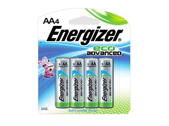 Energizer EcoAdvanced XR91-BP-4 AA 1.5V Recycled Alkaline Button Top Batteries - 4 Pack Retail Card