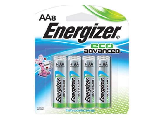 Energizer EcoAdvanced XR91-BP-8 AA 1.5V Recycled Alkaline Button Top Batteries - 8 Pack Retail Card