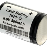 Exell NH5 800mAh 6V Nickel Metal Hydride (NiMH) Rechargeable Camera Battery for Hasselblad 500 EL