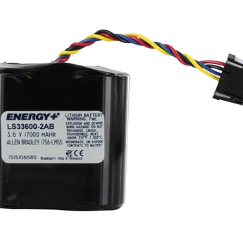 Energy+ LS33600-2AB 17000mAh 3.6V Lithium Thionyl Chloride (LiSOCI2) Battery Pack with Wire Leads Connector - Replacement for Allen Bradley - Heat Sealed Bag