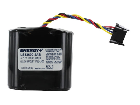 Energy+ LS33600-2AB 17000mAh 3.6V Lithium Thionyl Chloride (LiSOCl2) Battery Pack with Wire Leads Connector - Replacement for Allen Bradley - Heat Sealed Bag