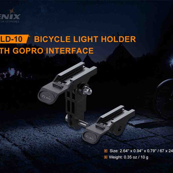 Fenix ALD-10 Bike Light Holder with GoPro Interface - Compatible with all Fenix Bike Lights