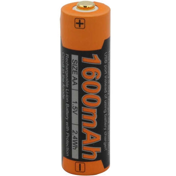 Fenix ARB-L14U 14500 1600mAh 1.5V Lithium Ion (Li-ion) Button Top Battery with Micro USB Charging Port - Clam Shell