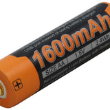 AA battery with '1600mAh' label on an orange and black background